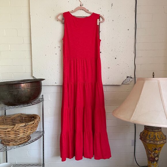 Chico's | Flame Scarlet Red Sleeveless Tiered Jersey Knit Maxi Dress 0/4 NWT - Picture 5 of 8